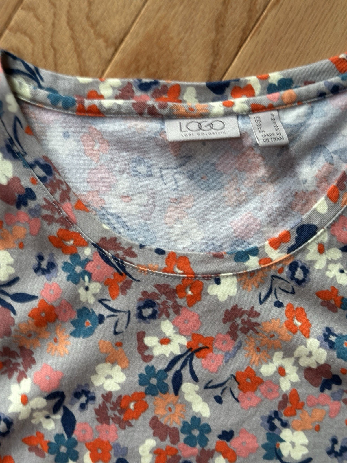 Logo Lori Goldstein Print Ruffle Hem Tank Top New Small