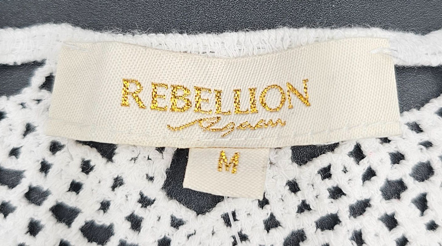 NWT Rebellion Again Crochet White Crop Top M Sheer Festival Whimsy Cottage Boho
