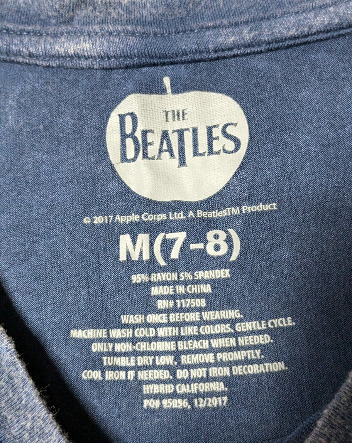 THE BEATLES REVOLUTION Juniors M (7-8) Blue Rayon Stretch Graphic T-Shirt NEW