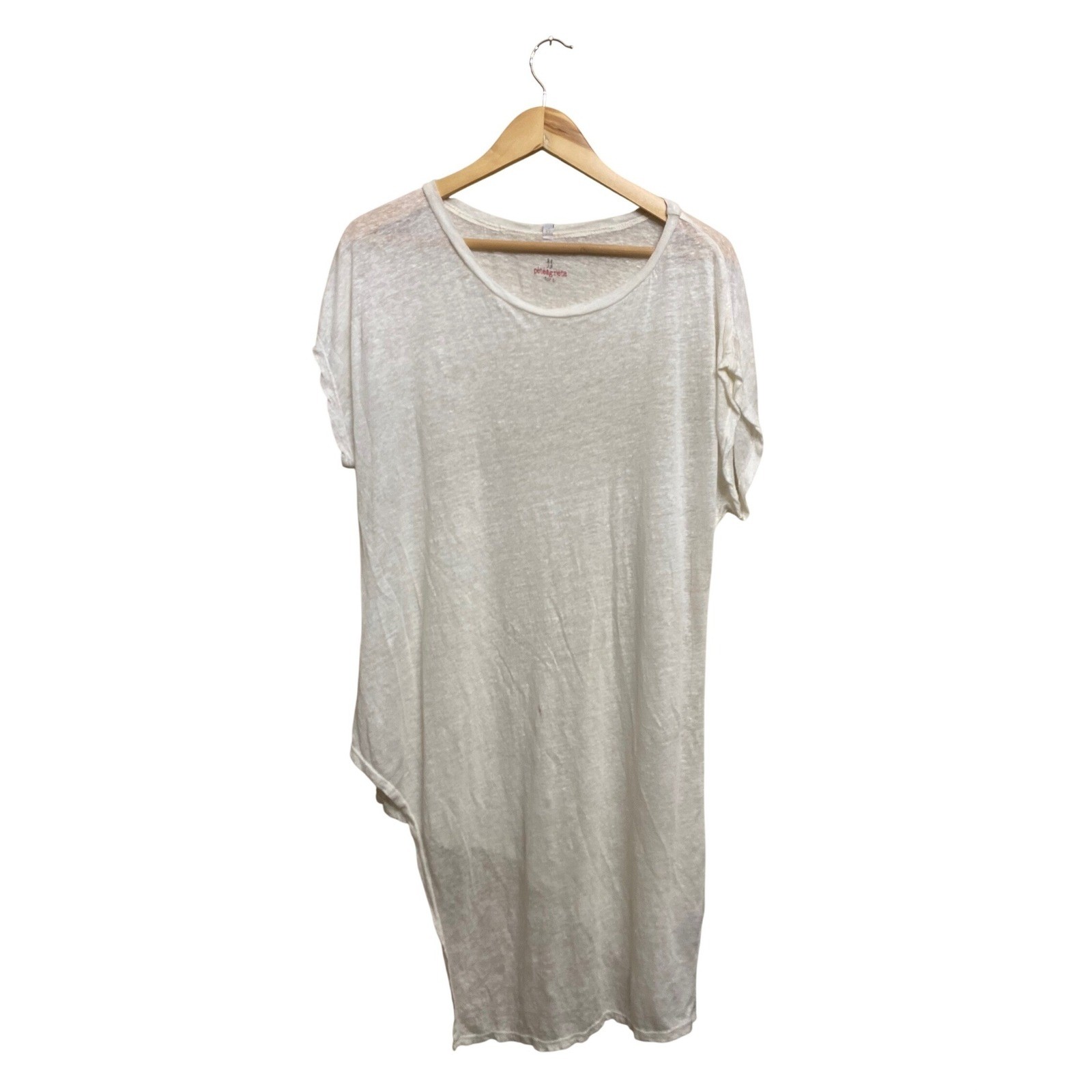 Pete & Greta Johnny Was White 100% Linen Asymmetrical Tunic Top Womens XS