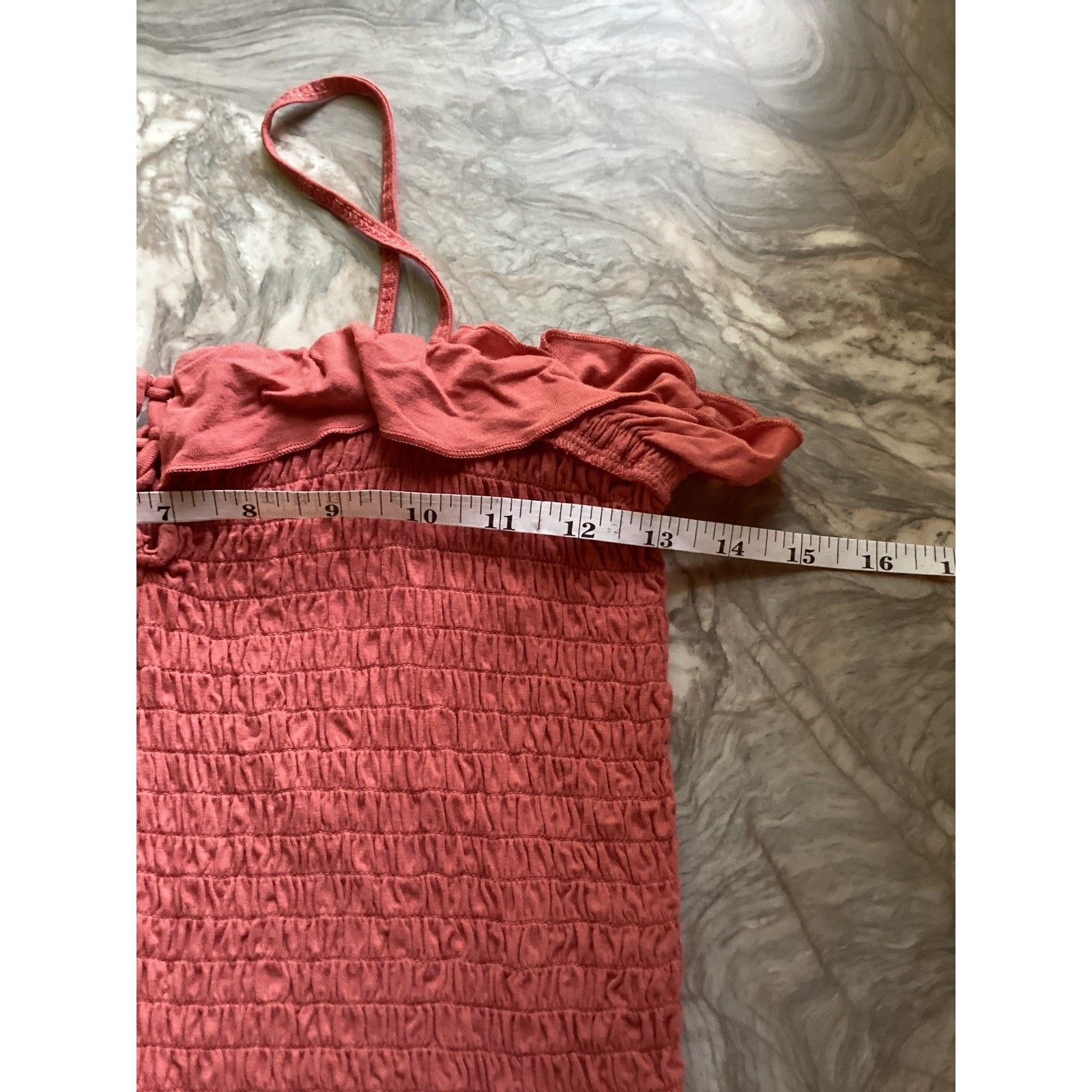 American Eagle Smocked Ruffle Tie Front Cami Top Dark Rose Gold Womens Medium