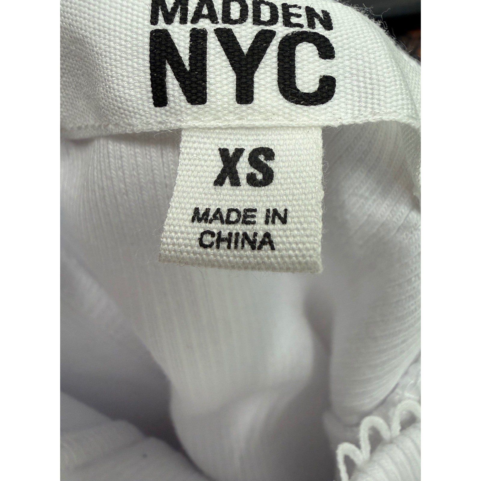 Madden NYC Women White Ribbed Eyelet Lace Corset Top Hook Eye Front NWT XS