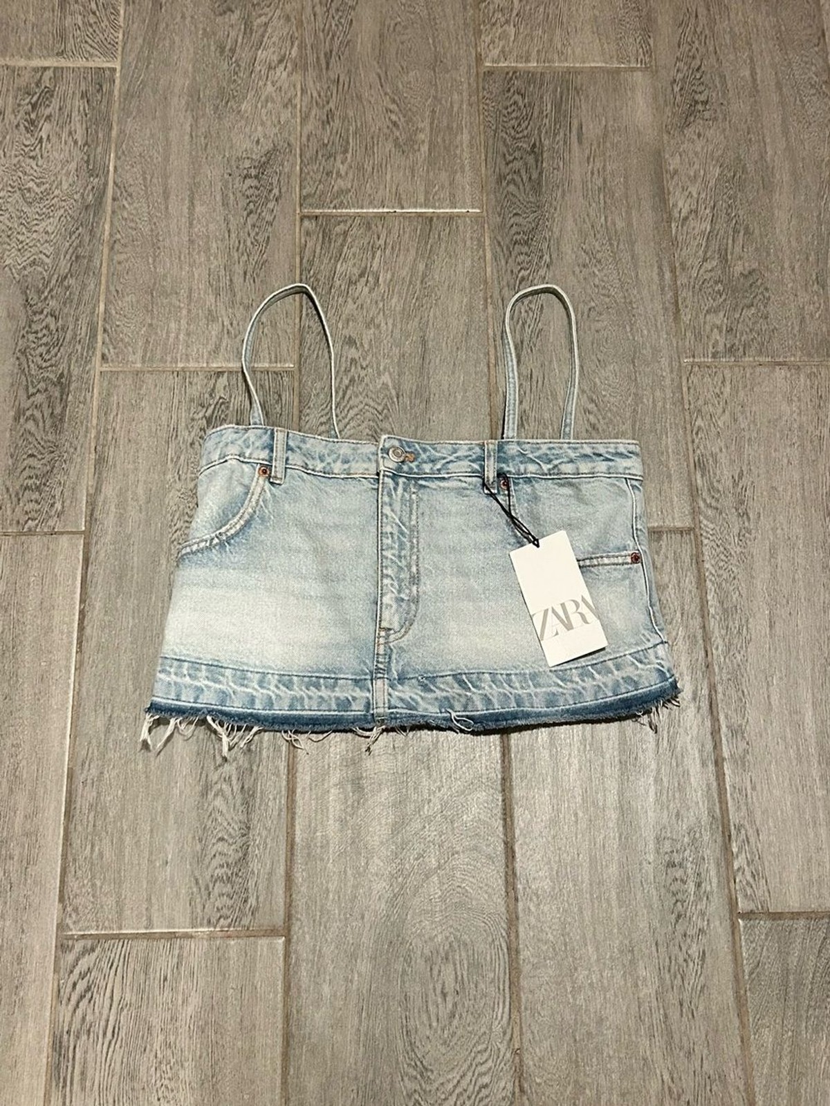 ZARA Light Wash Denim crop top – size small