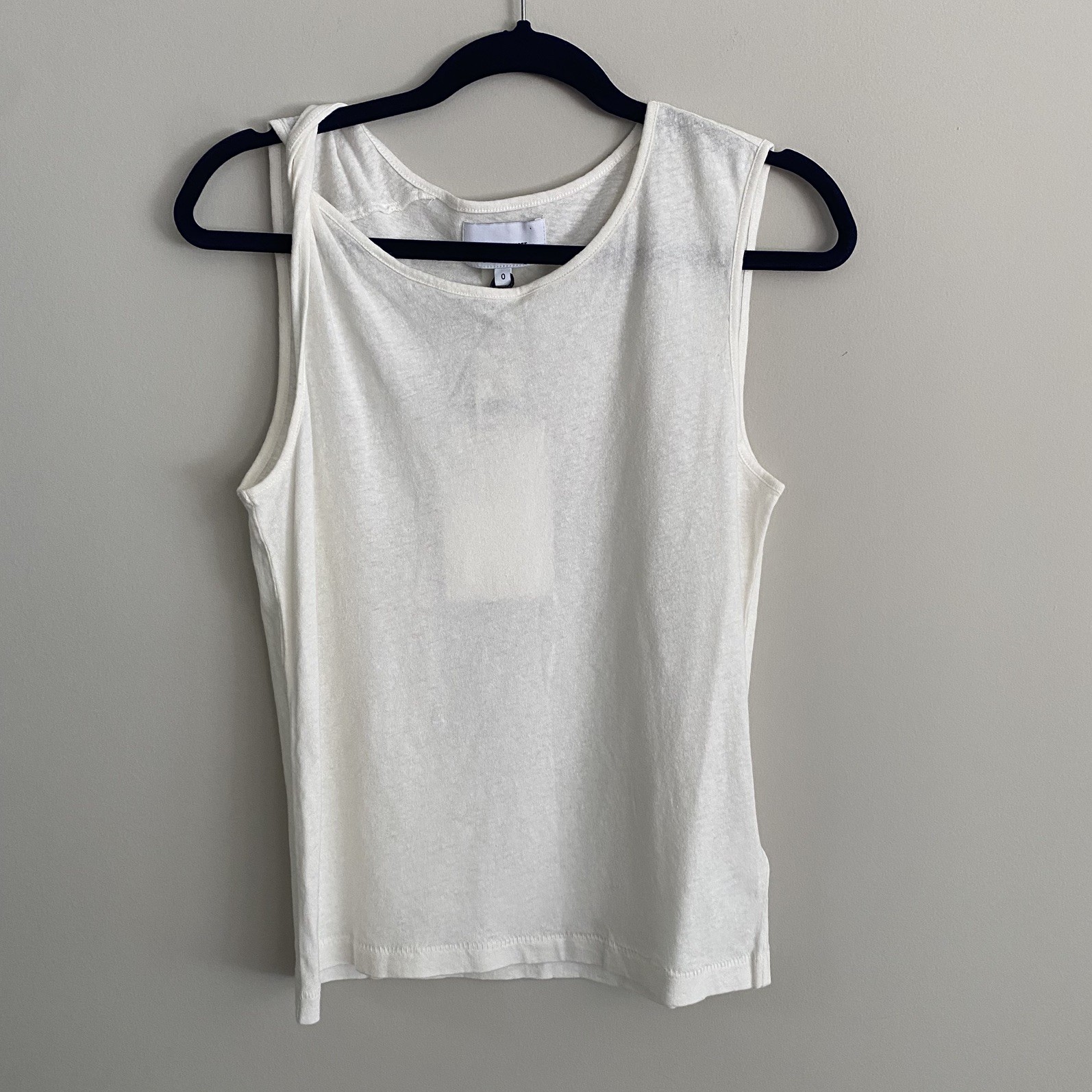 Current Elliott Tied Up Muscle tank top linen cotton blend size 0 white veil