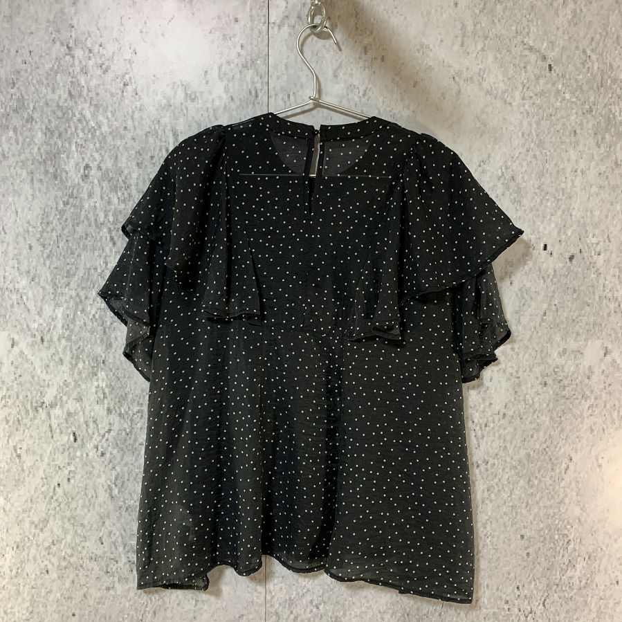 AMERICAN HOLIC Touch Cooling Sheer Ruffle Blouse Black Size L