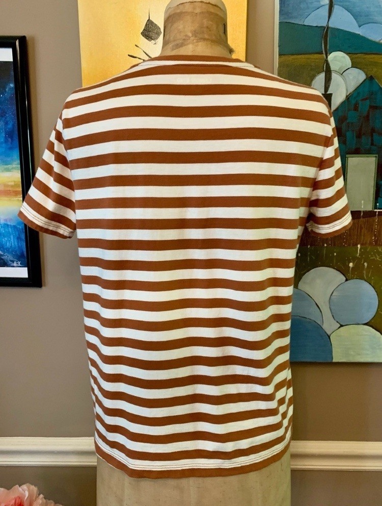 Lands End Premium SUPIMA COTTON Rust Striped Tee ✨ Soft S/P