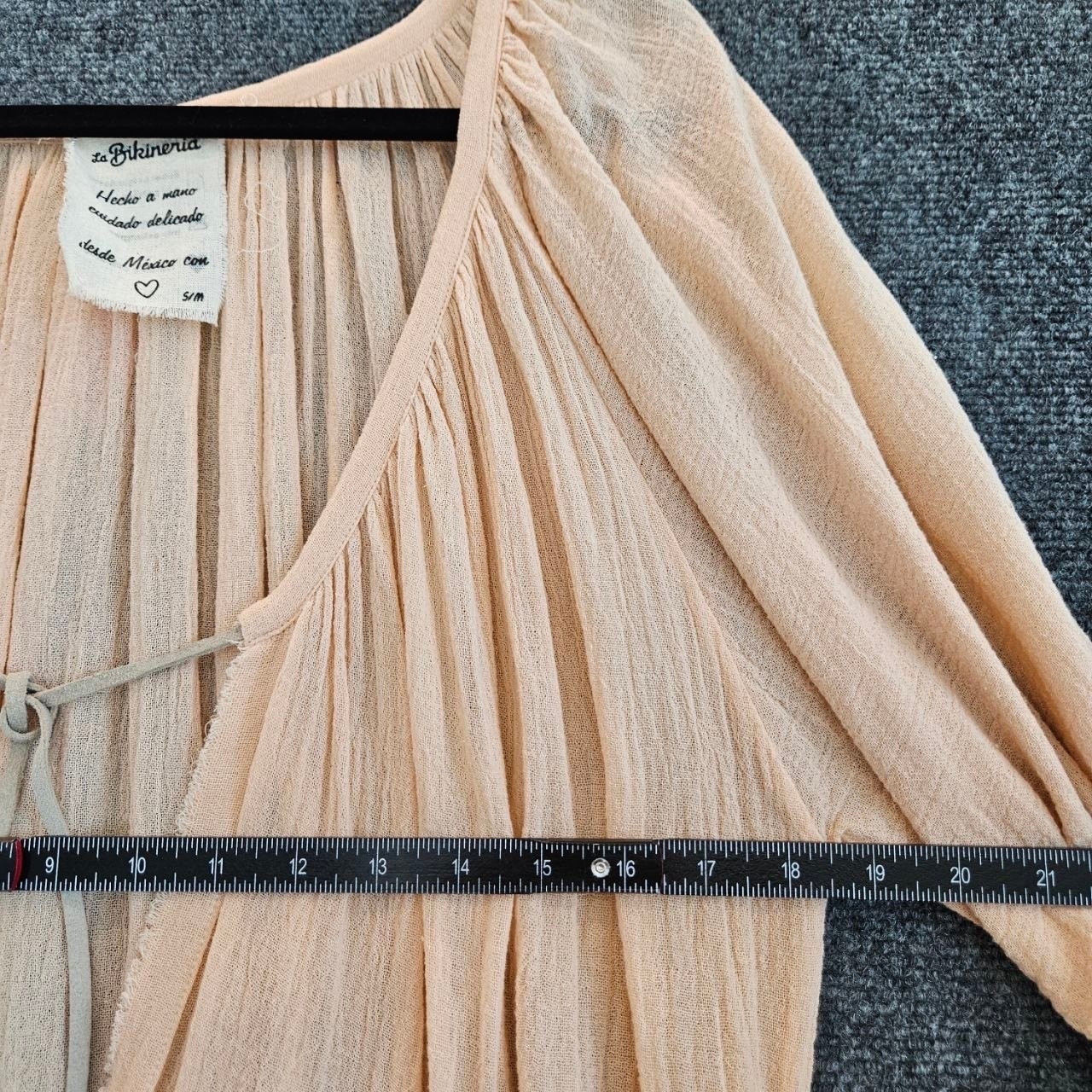 La Bikineria Handmade Mexico Gauze Cover-Up Peach S/M Boho Beach Duster NWT