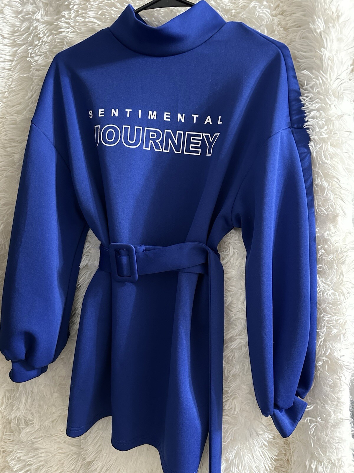 Elegant Women’s Sleeve Belted Blue Top Modern and Trendy Design