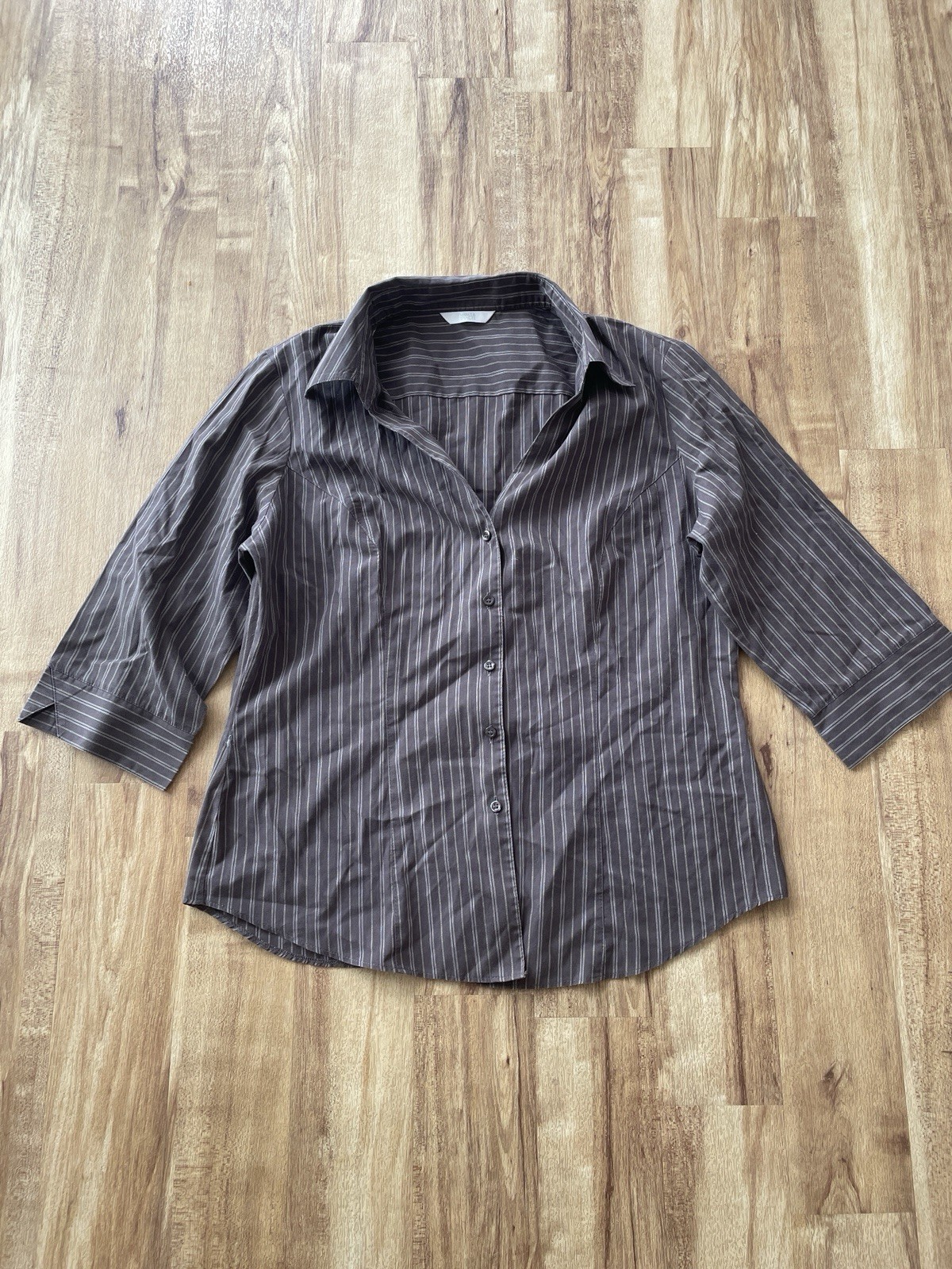 M&S Brown Pinstripe Shirt Size 10-12