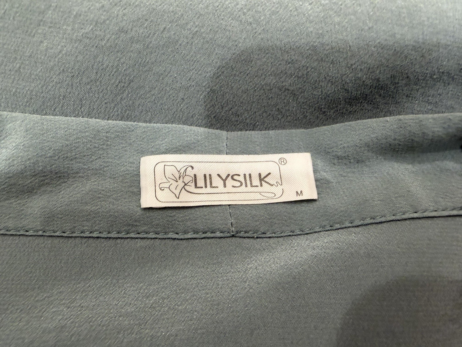Lilysilk Mulberry Silk Open Front Top Blouse Cardigan Sage Green M Luxury