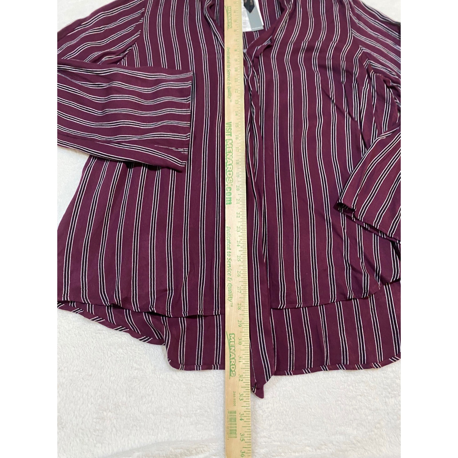 Melissa McCarthy Seven7 Mauve Wine Striped Rayon Blouse 2X M7D7053LD NEW