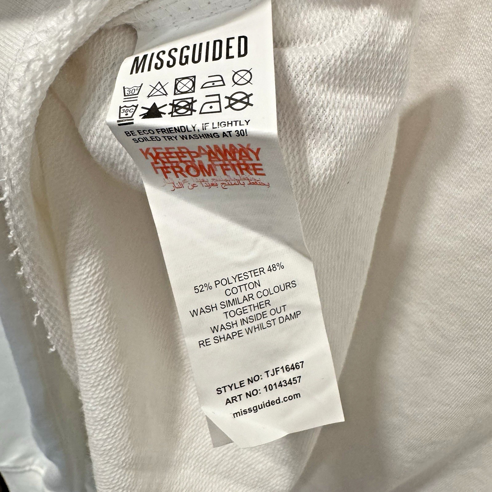 Missguided Women Top US 4 White Cotton Blend Long Sleeve Cropped Casual Shirt