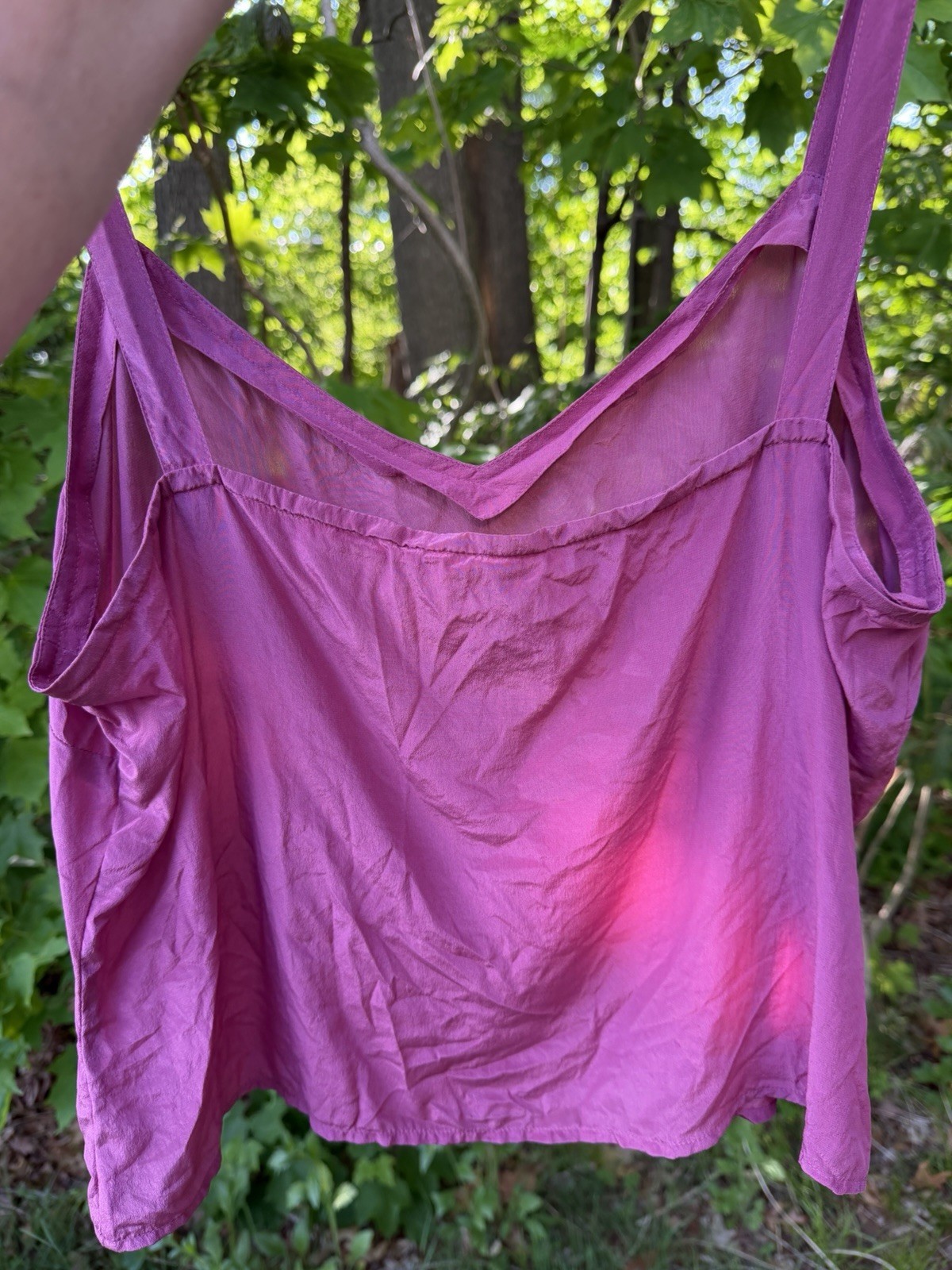 Vintage 80s TESS 100% silk raspberry pink babydoll tank strappy 14(XL) festival