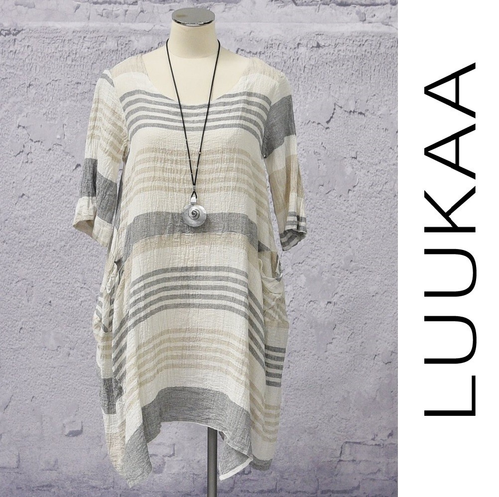 LUUKAA Linen Gauze A5010 Lagenlook BUTTERFLY TUNIC TOP (sizes S – 3XL) 3 COLORS