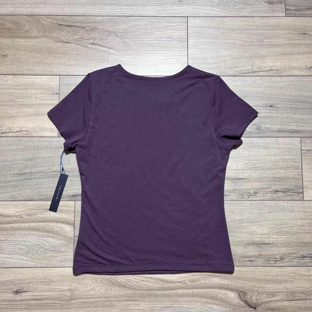 Tahari Womens Modern Essentials Double-Lined Short Sleeve Top Size M Purple