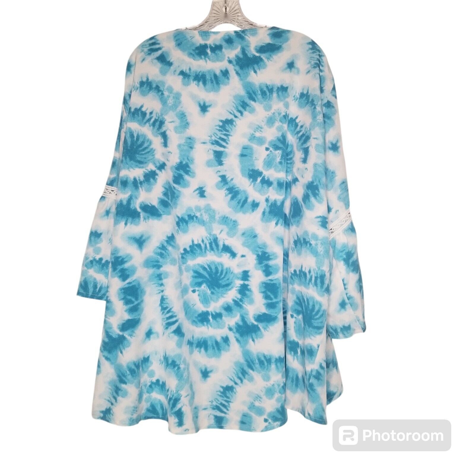 Womens Tie Dye Kimono Maxi Bell Sleeve Robe Boho Hippie Robe Beach