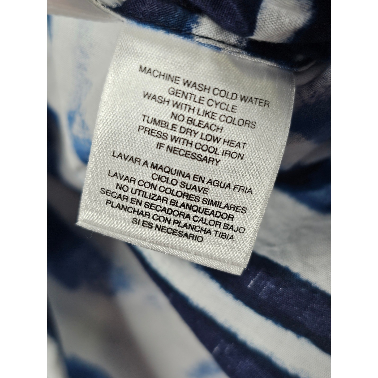 Jones New York Sport Woman Blue White Watercolor Stripe Cotton Button Down 1X