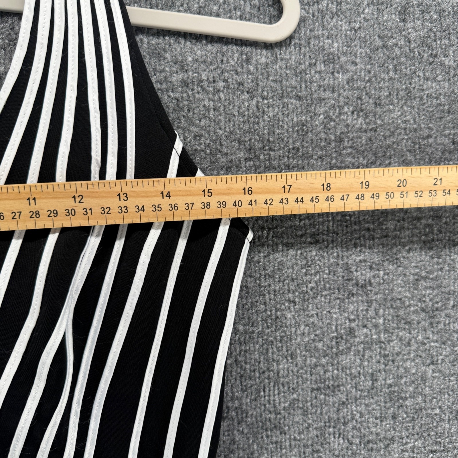 Tadashi Top Womens L Black White Striped Halter Sleeveless Formal Event Cocktail