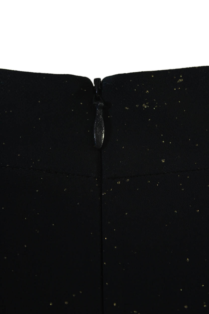 Ports Womens High Neck Tie Blouse Black Long Sleeve Polyester Size 4