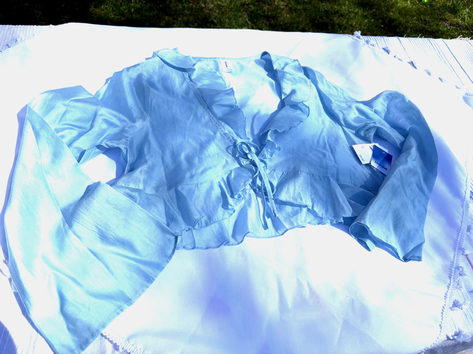 L@@K NWT Abound Nordstrom Frilly Sheer Spring Light Blue Women’s Top Size XL W@W