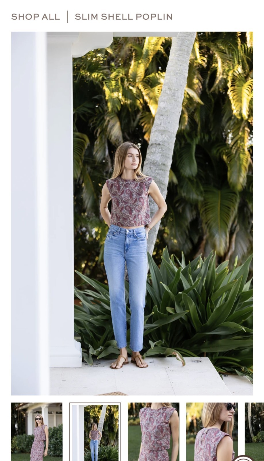 Julia Armory Purple Paisley Structured Cropped Cotton Blouse Small Preppy Luxury