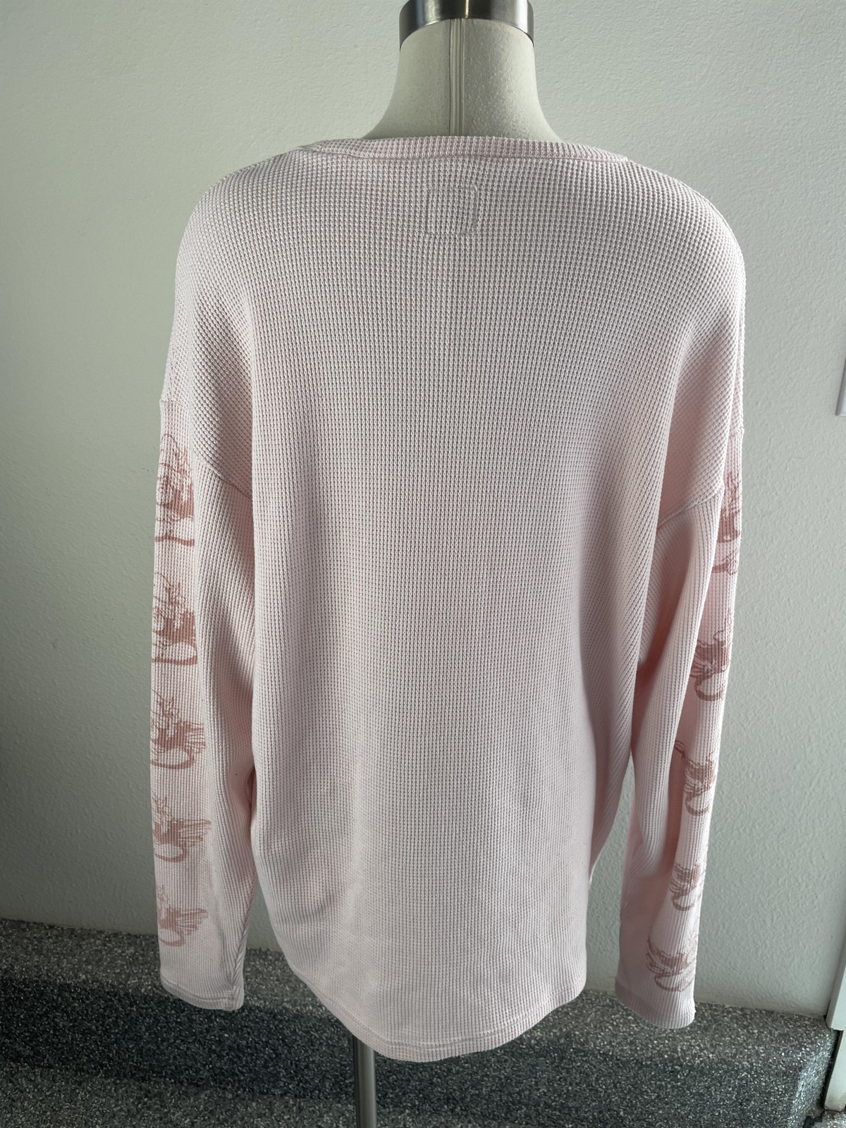 Boys Lie Shirt Womens One Size Pink Waffle Knit Cherub Graphic Top Long Sleeve