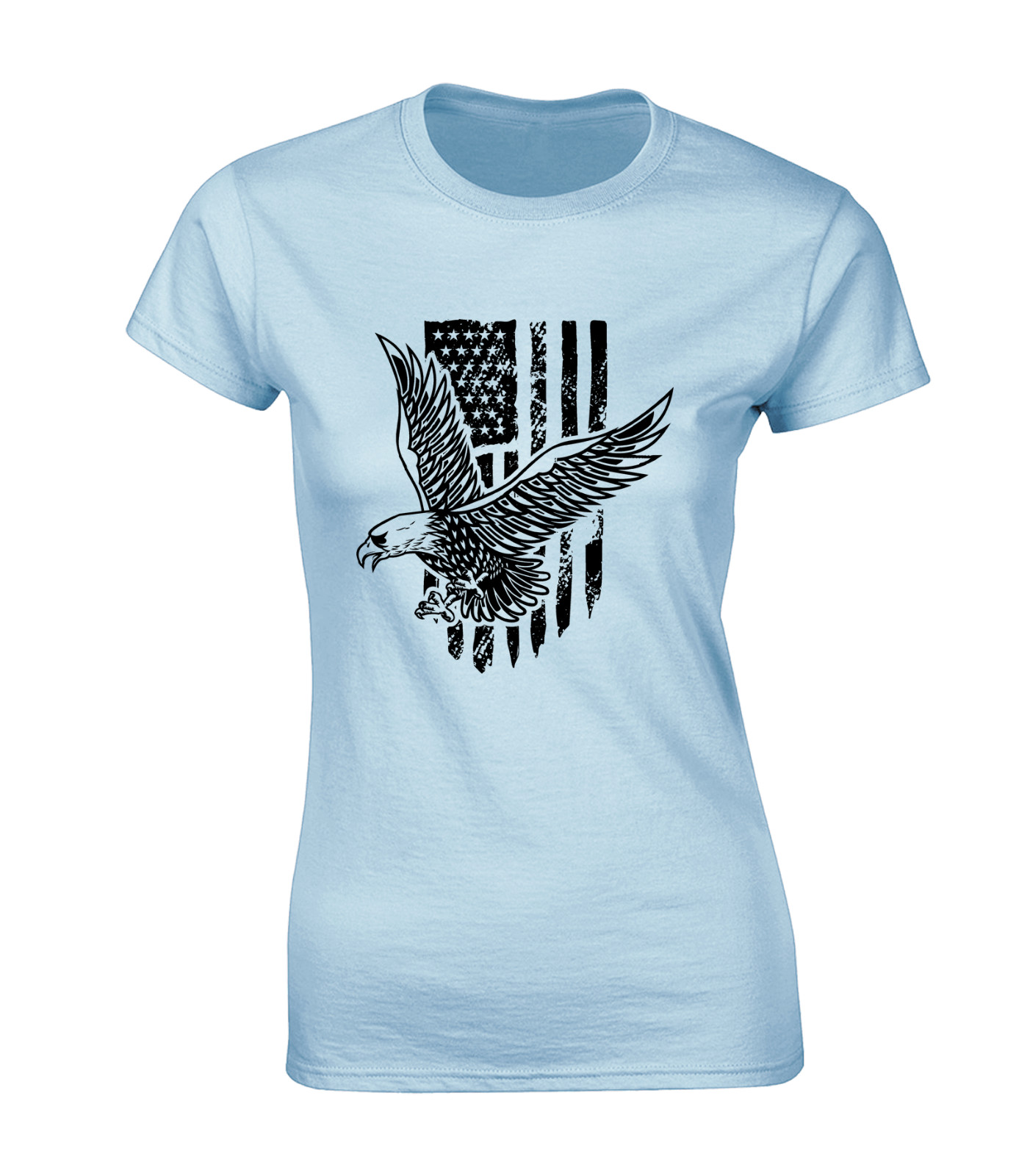 BLACK EAGLE USA LADIES T SHIRT COOL AMERICAN EAGLE MILITARY ARMY DESIGN TOP