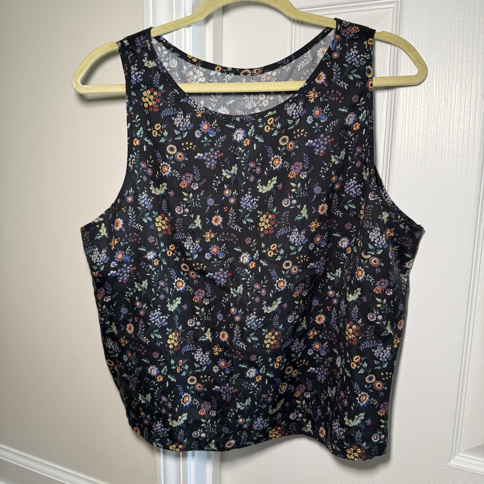 SPRING TANK BUNDLE Floral Cotton Button-Back Sleeveless Brown Linen Women’s L