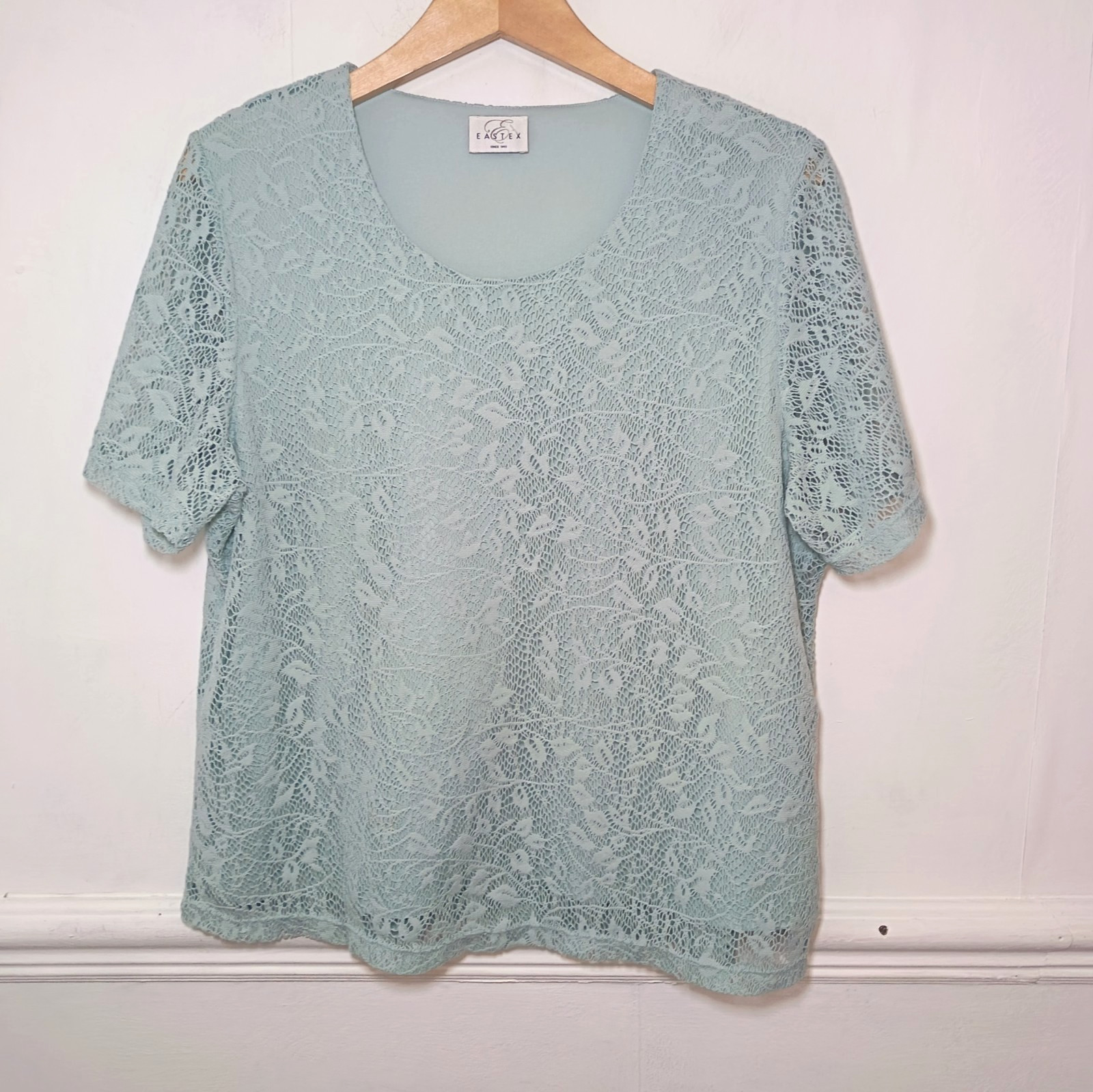 Eastex Womens Top Green Size UK 18 Lace Blouse T-Shirt Wedding Evening Occasion