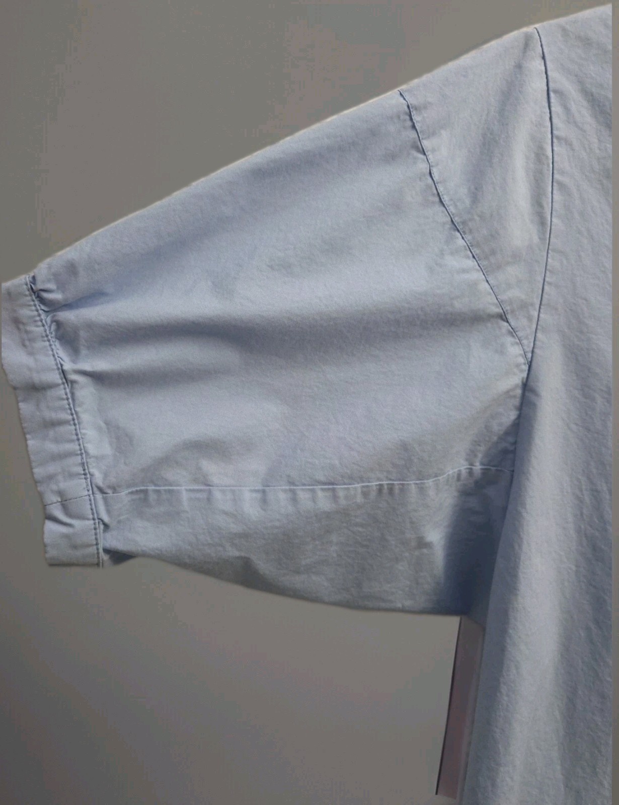 H&M Womens Cotton Tunic Top Lt Sky Blue US/6 Puff Sleeves ½ button Up Collar EC