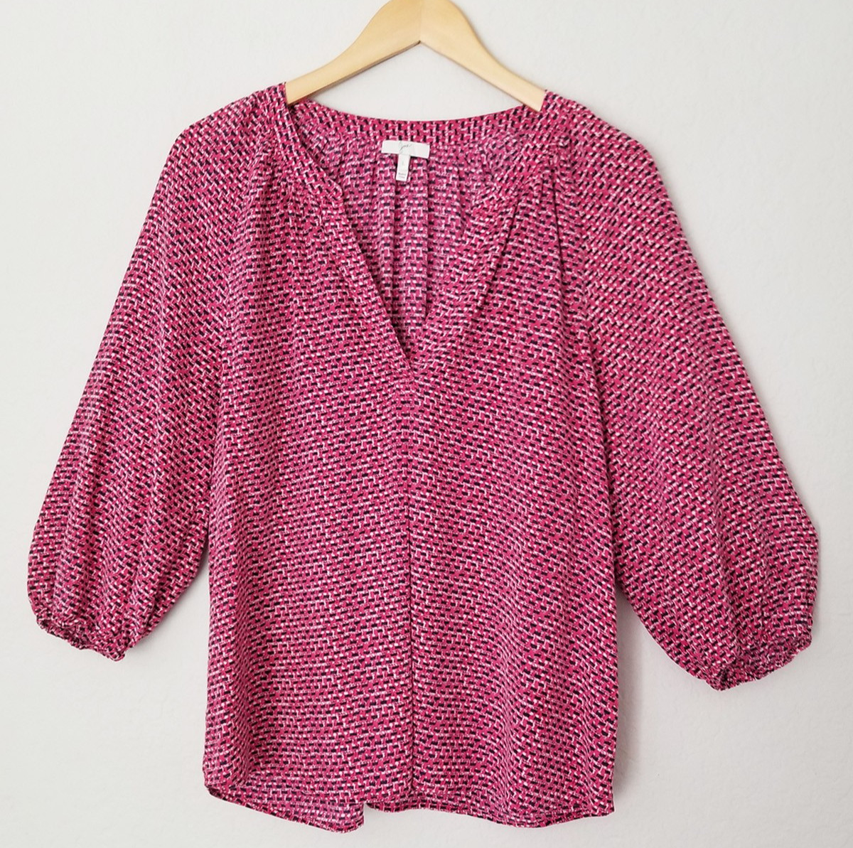 Joie Addie B 100% Silk Blouse Top Size L Candy Red Designer Classic Preppy $238