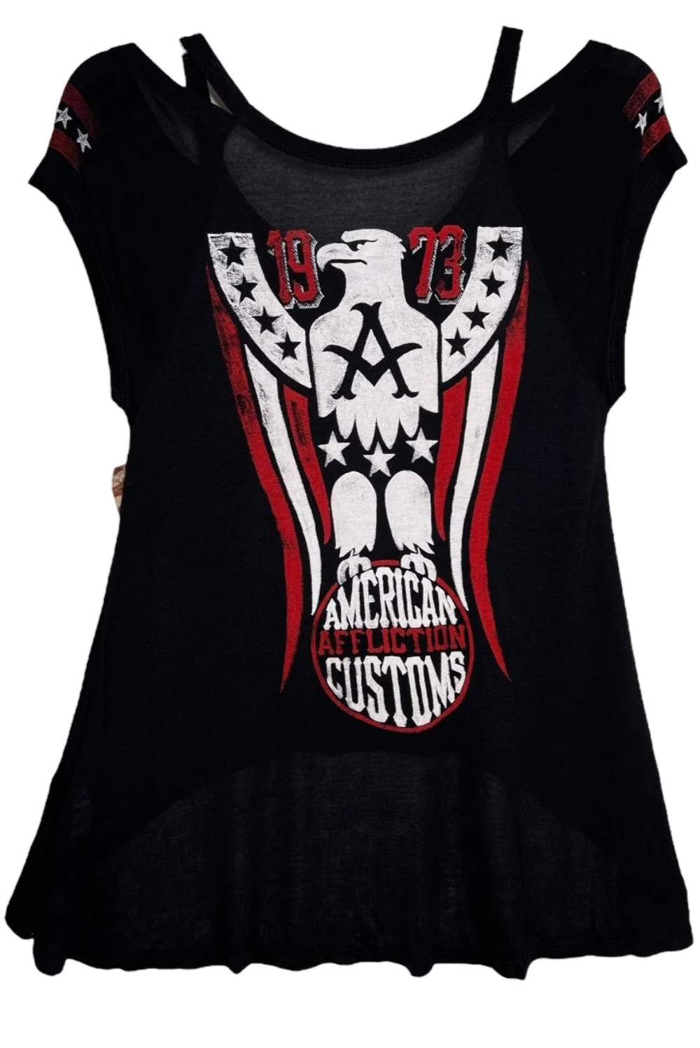 Sinful By Affliction Women’s T-shirt Shoulder Cold Top Freeide