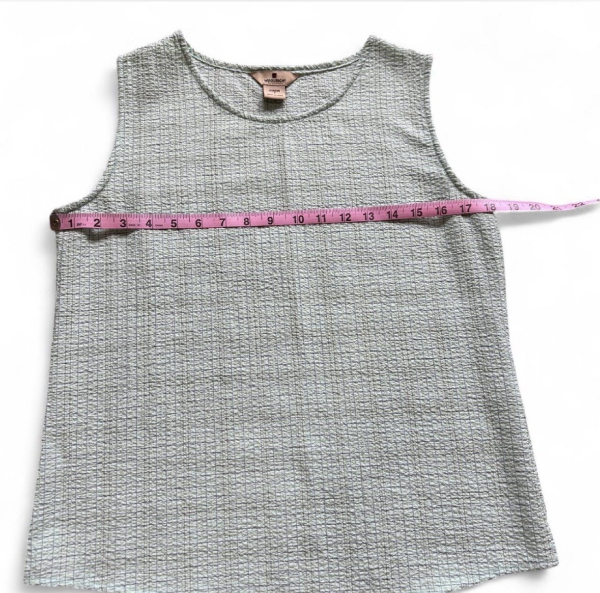 Woolrich light teal plaid patterned tank top with subtle textured weave size S