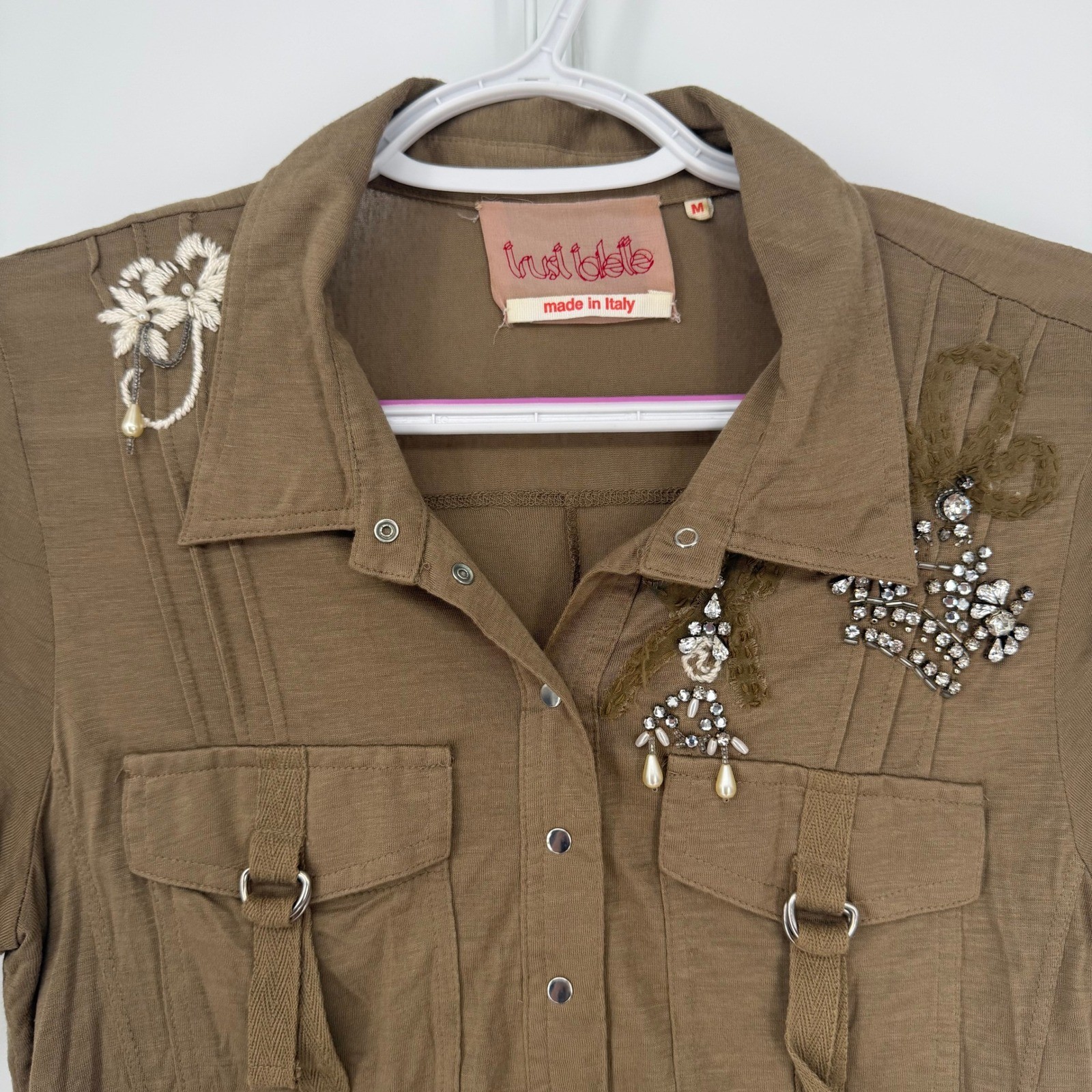 Trust Toilette Top Women M Brown Embellished Utility Safari Military Avant Garde