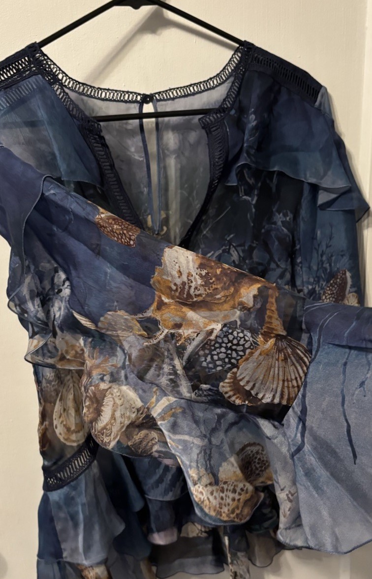 Alberta Ferretti Runway Resort 2017 Ocean Themed Silk Blouse Top Only Read Descr