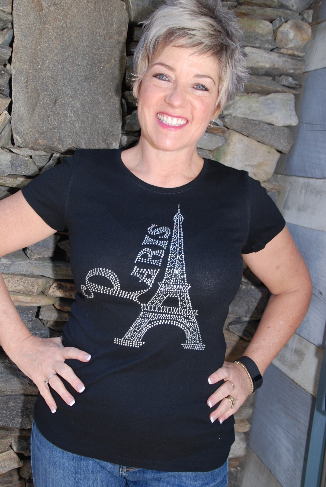 Paris Eiffel Tower rhinestone shirt or tank XS S M L XL XXL 1X 2X 3X 4X 5X