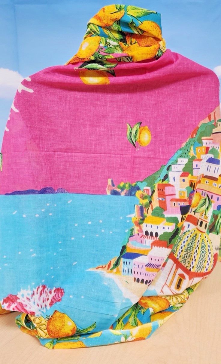 ANTICA SARTORIA 2026 POSITANO AMALFI COAST SARONG COTTON SCARF NWT