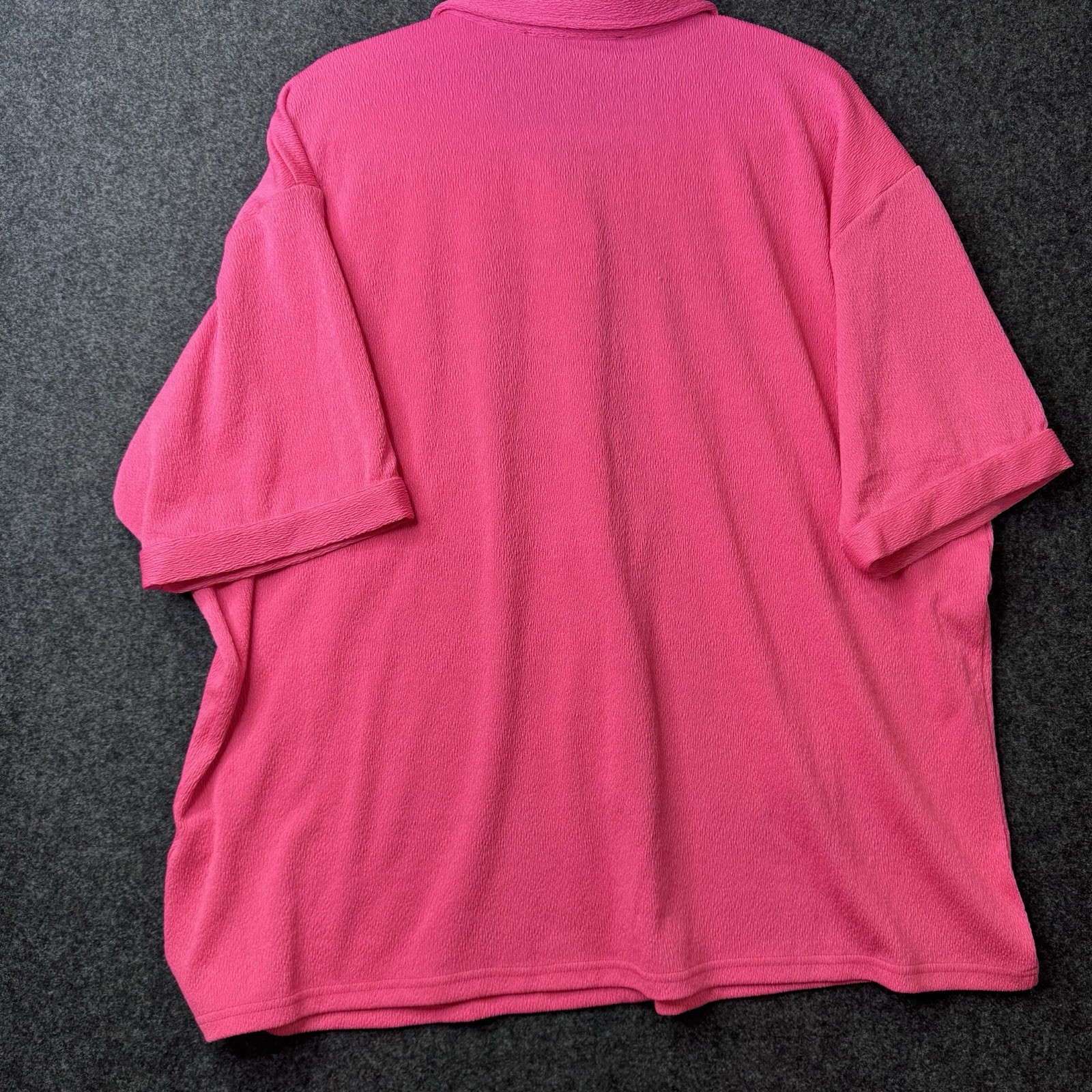 Davi & Dani Shirt Women 3XL Hot Pink Textured Button Down Oversized Pocket