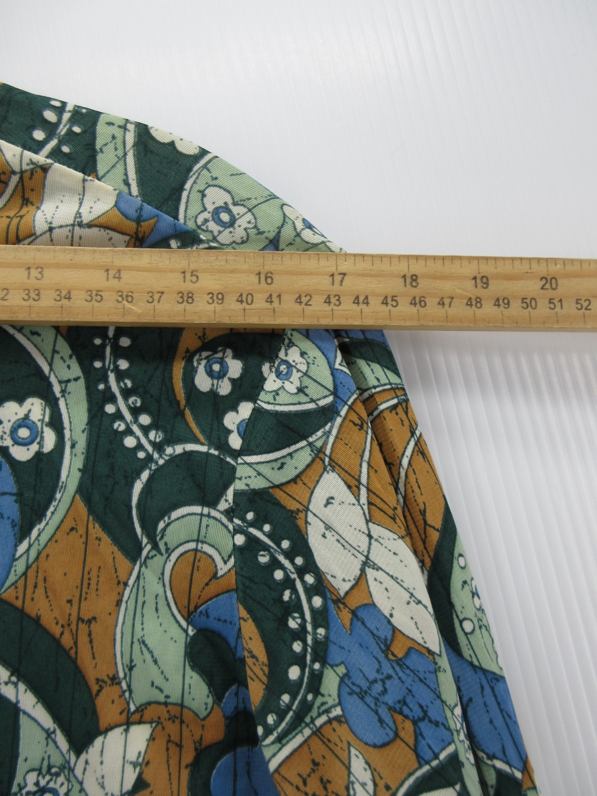 VGT Top Women Large Green Shirt 70s Disco Mod Arnel Leisure Psychedelic Floral