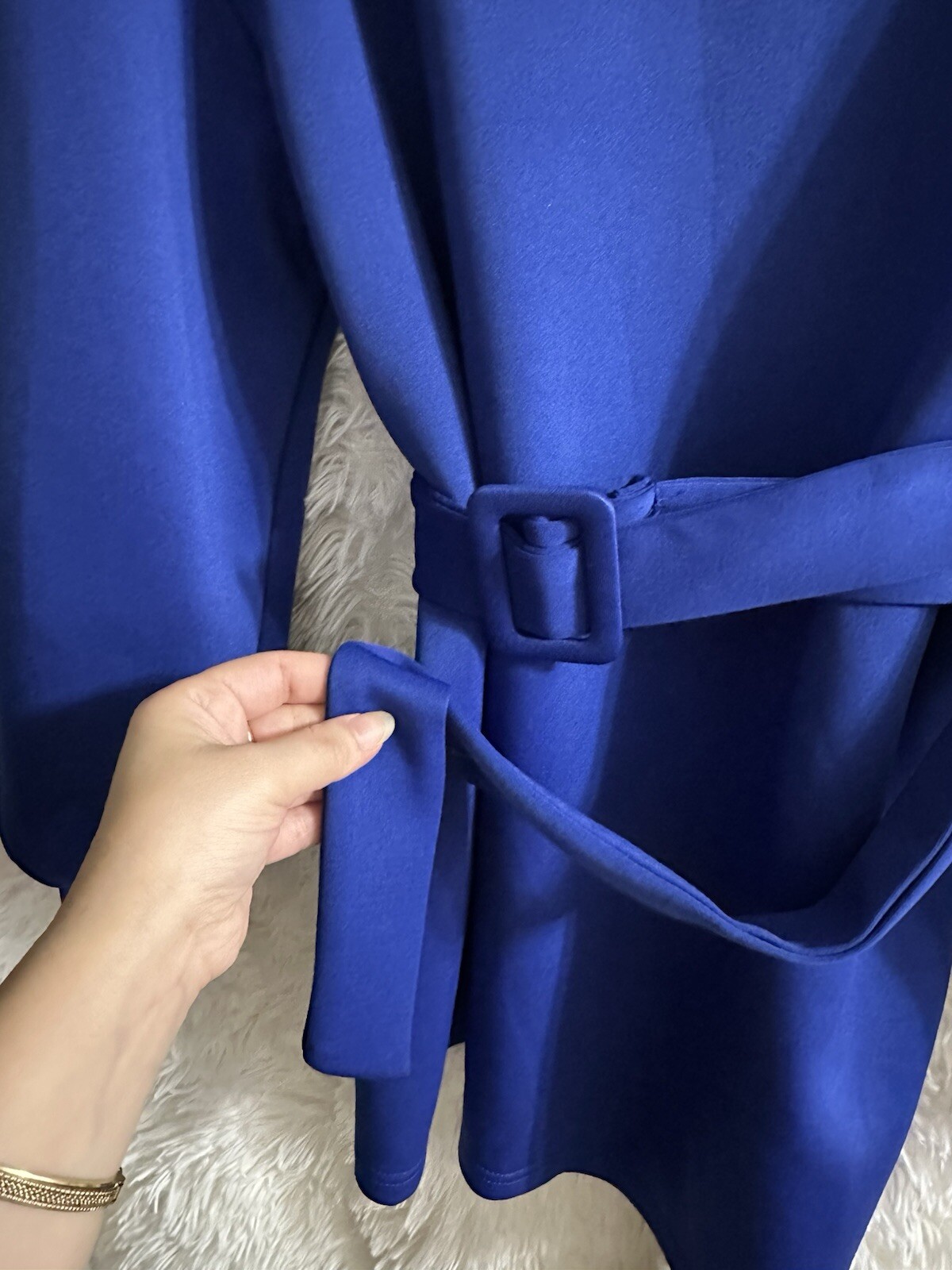 Elegant Women’s Sleeve Belted Blue Top Modern and Trendy Design