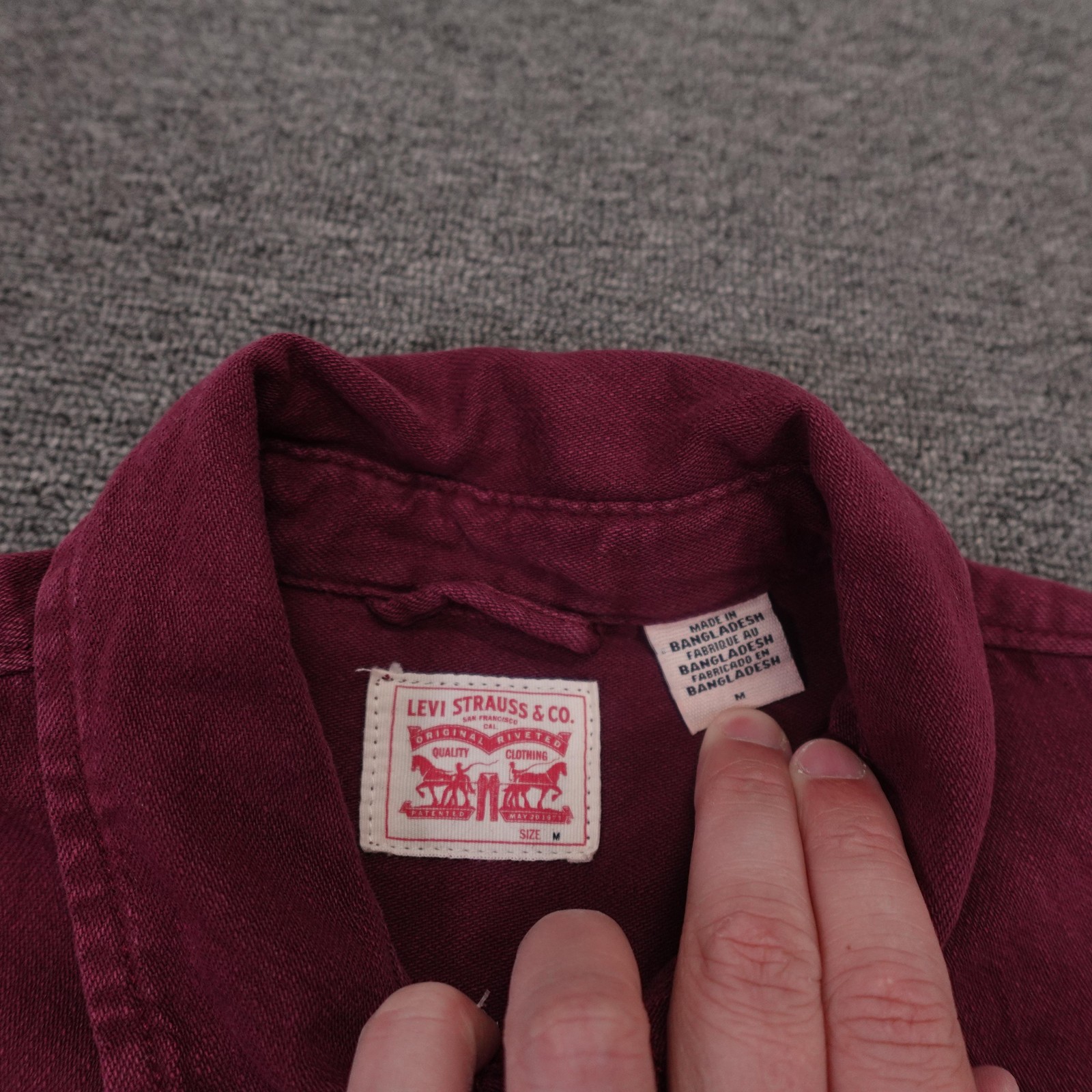 Levi Strauss Shirt Womens Medium Red Western Pearl Snap Long Sleeve Top