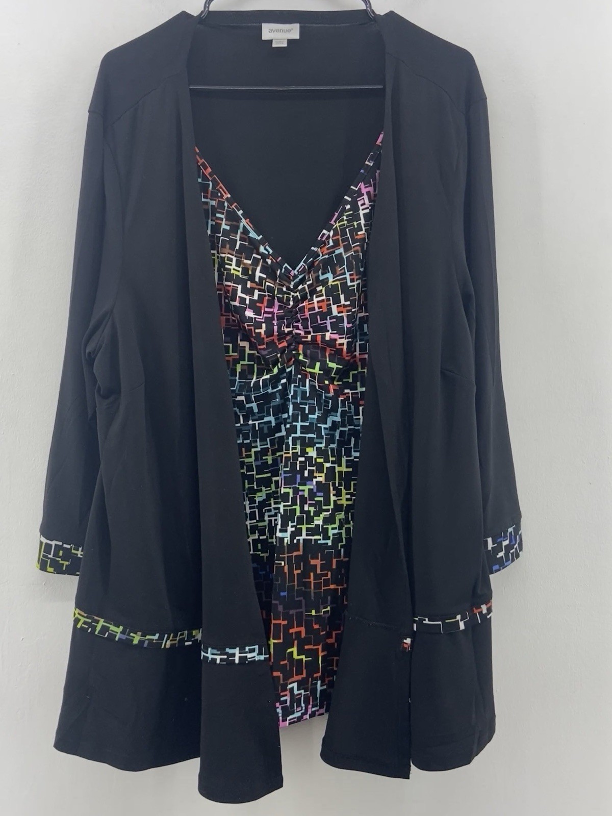 Avenue Womens 2 In 1 Jacket Multicolor V-neck Top Plus Size 22/24