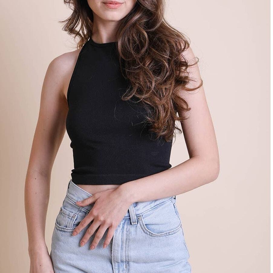 Chic and Modern High Neck Racerback Brami Black M/L