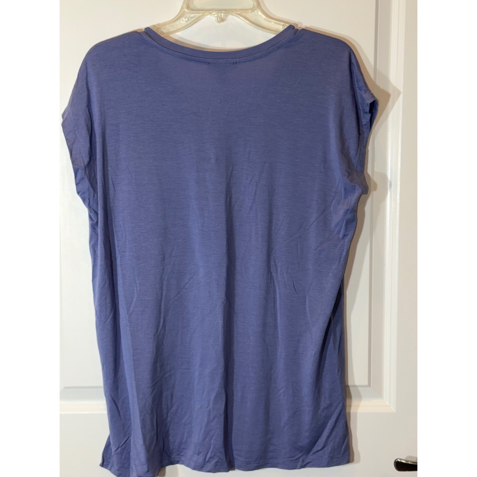 Eileen Fisher Periwinkle Blue V-Neck Cap Sleeve Side Slit Top XS RN78121