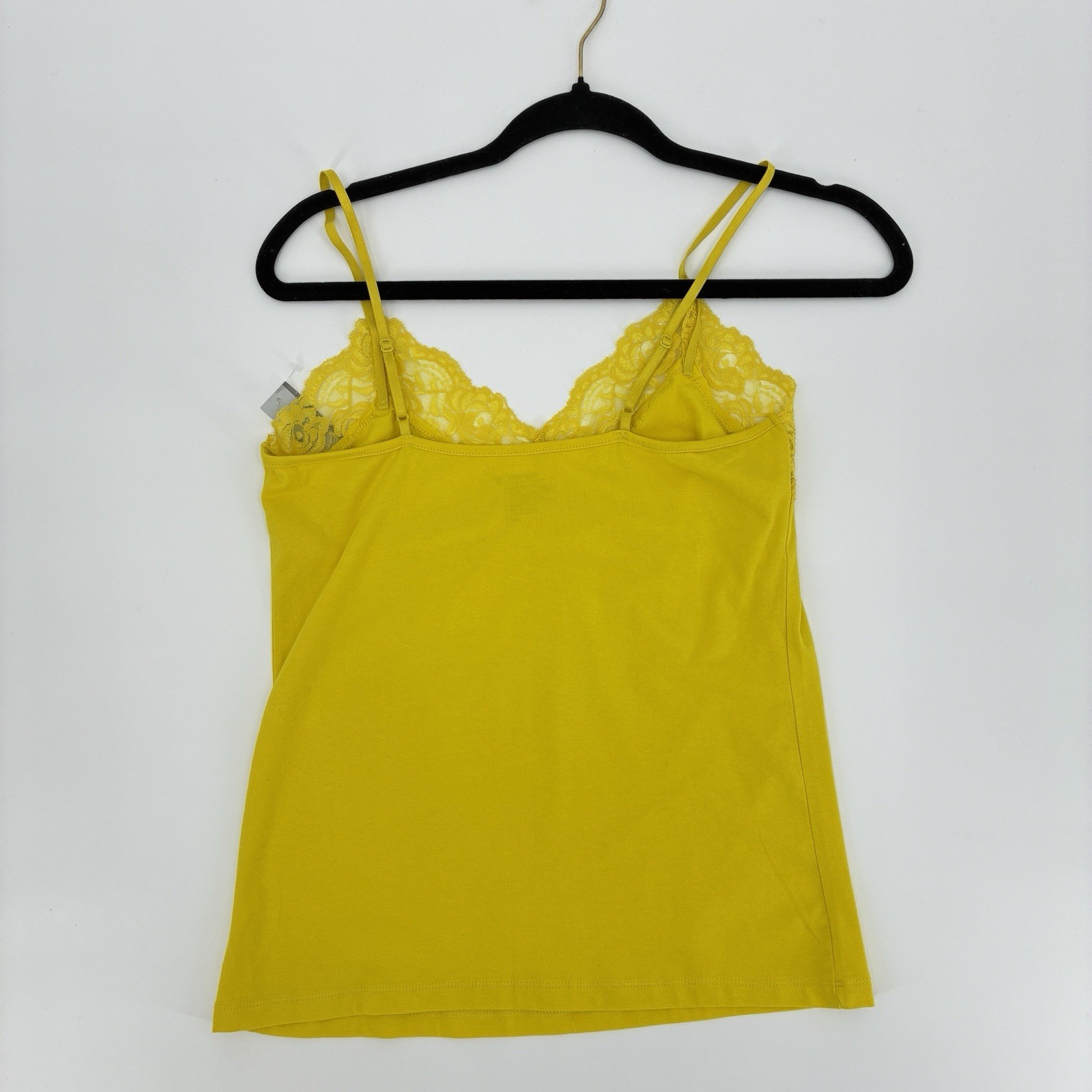 Old Navy Y2K Lace Trim Camisole Tank Top Spaghetti Strap Lace Medium Yellow NWT