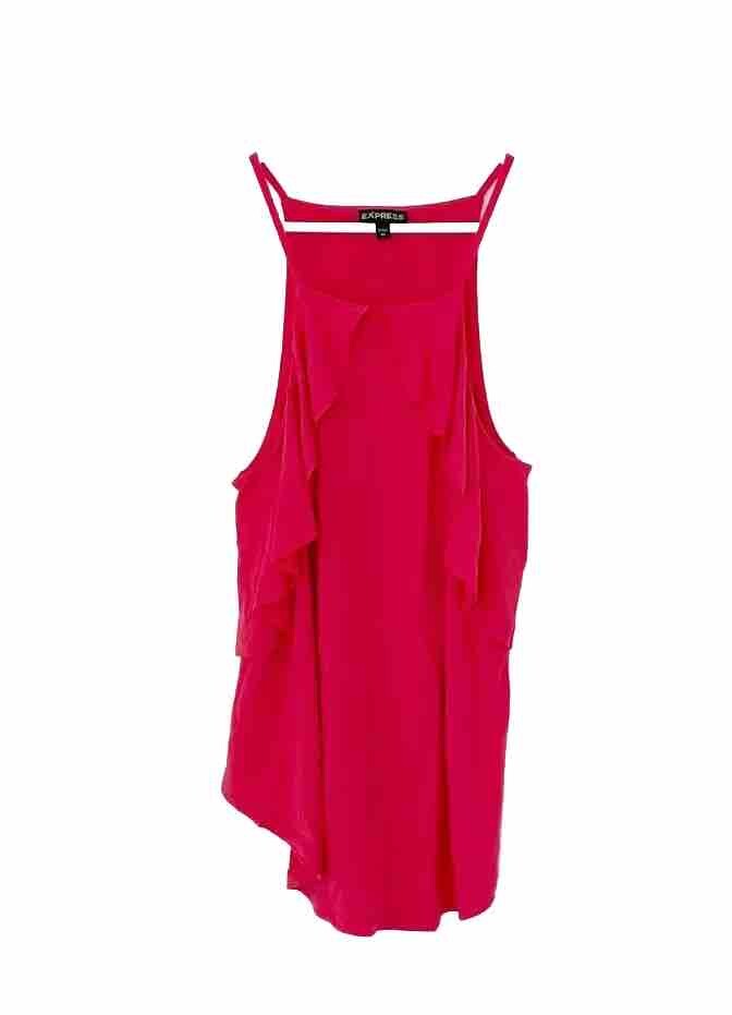 EXPRESS tank shirt size XS red pink ruffles soft