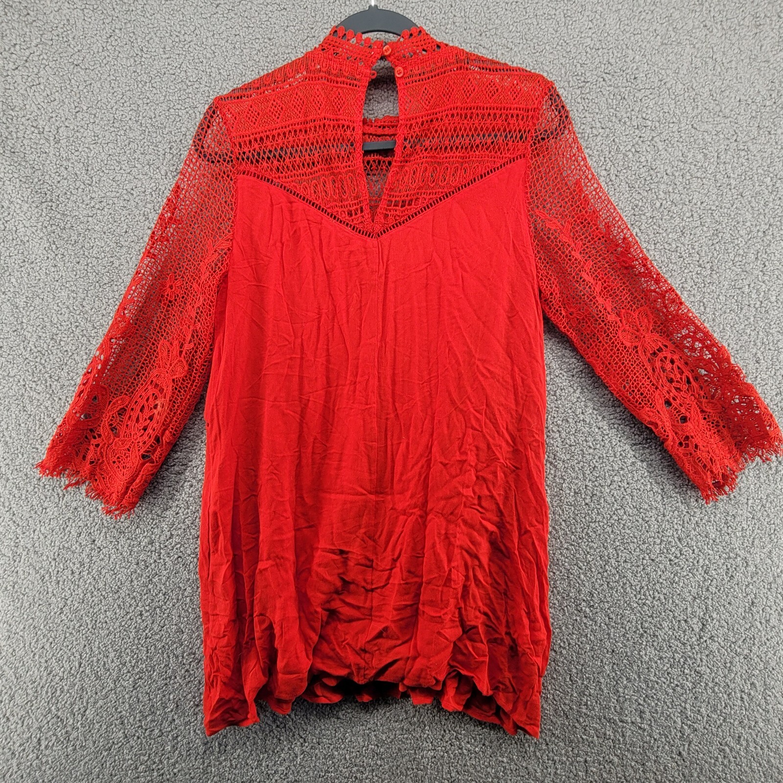 En Creme Womans Red Blouse Top Medium