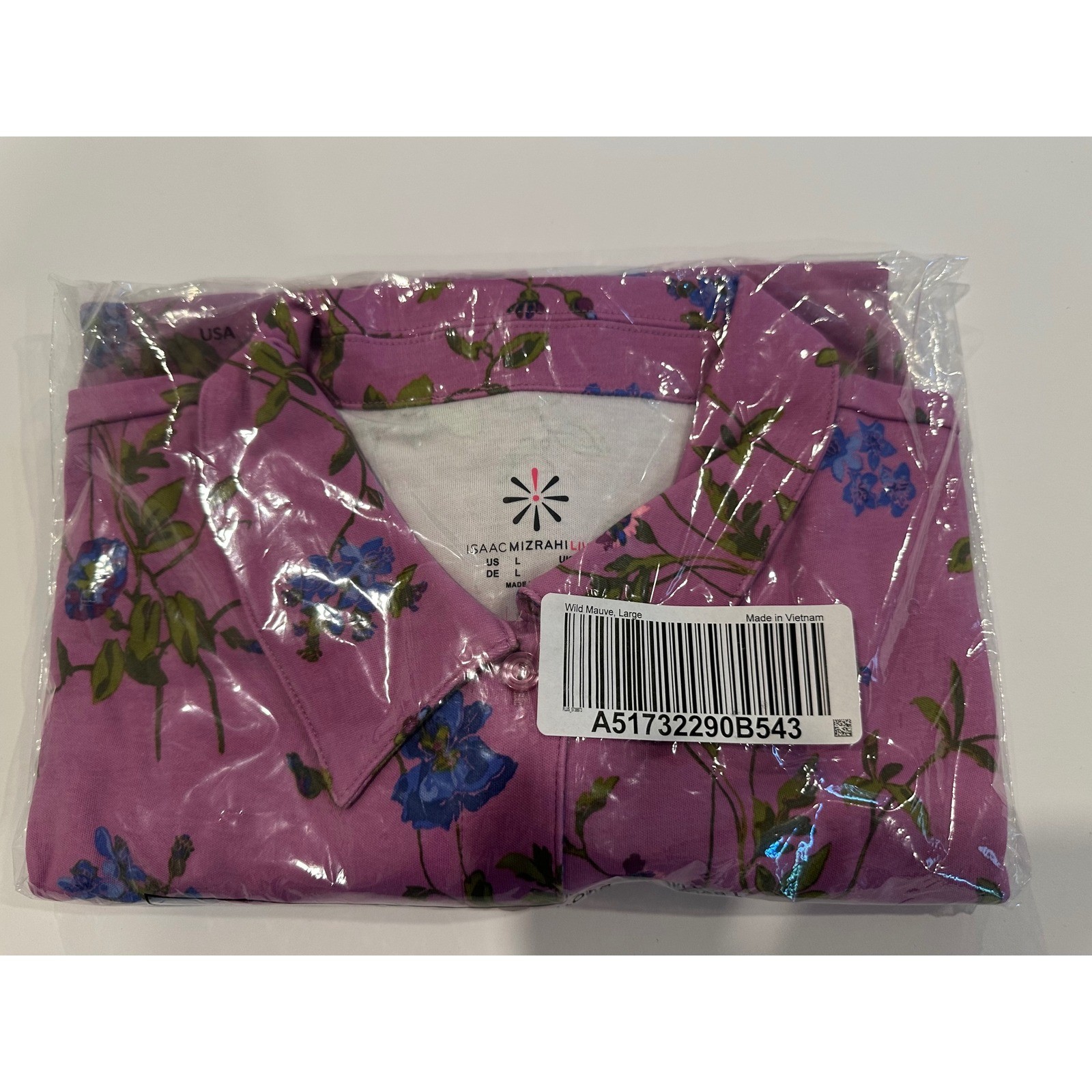 Isaac Mizrahi Pima Cotton Floral Button Down Shirt Mauve Missy’s Large A517322