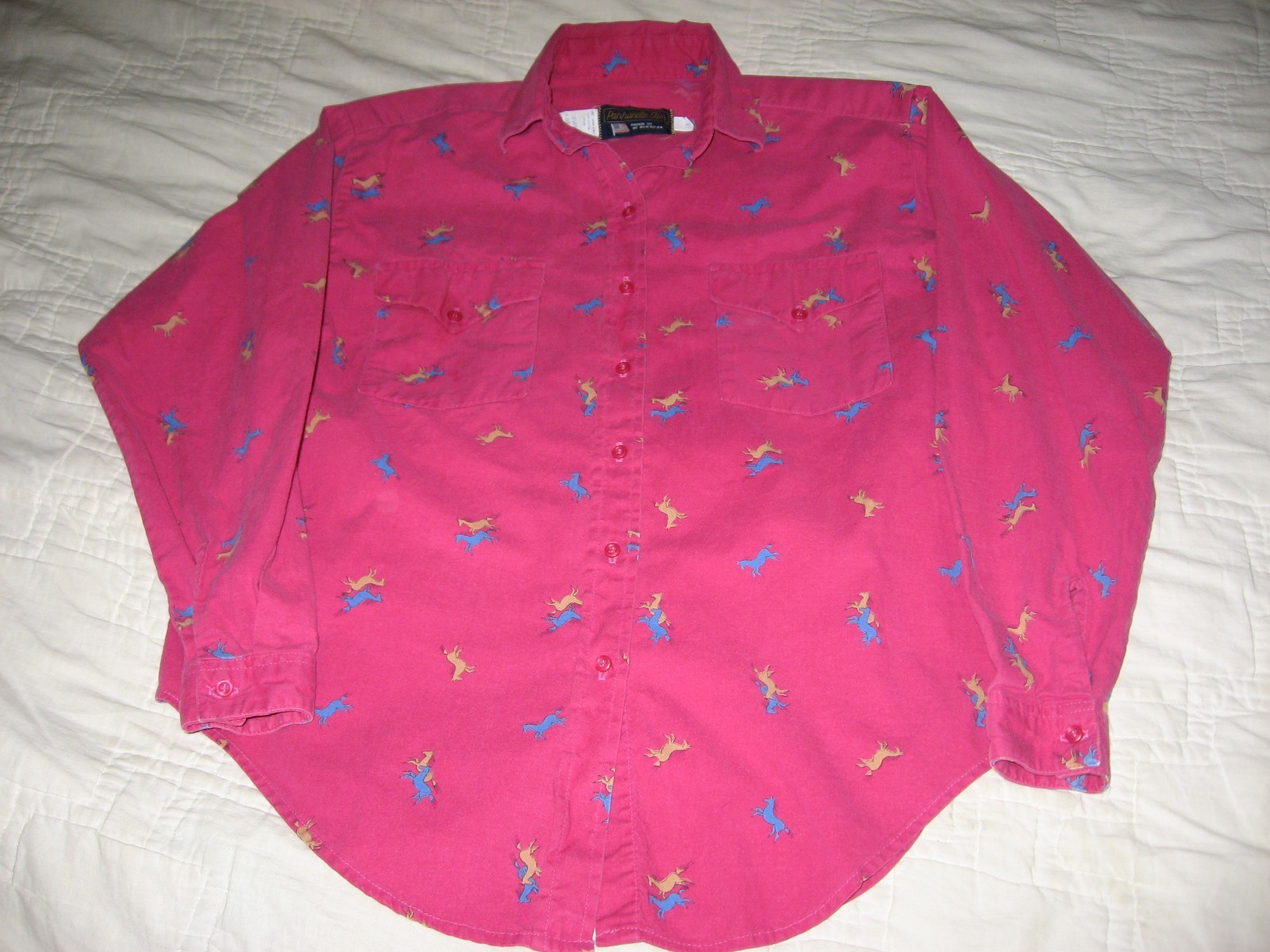 Vintage Panhandle Slim Western Women’s Horse Print Long Sleeve Shirt S USA