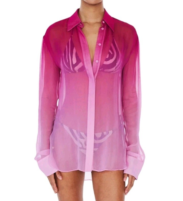 NEW Rat & Boa ombre pink sheer Diaz oversized chiffon beach blouse size XXL